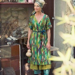 Gudrun Sjoden Short Sleeved Multi-color Organic Cotton Knit Dress, Size M.